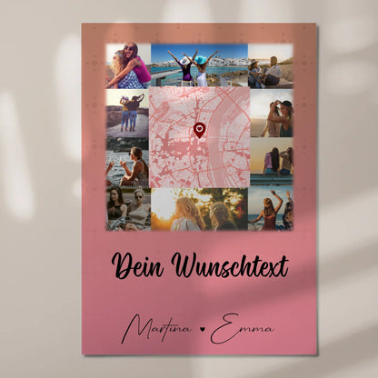 Fotoboard Beste Freundinnen mit 10 Fotos Karte in der Mitte Wunschtext personalisiertes Geschenk