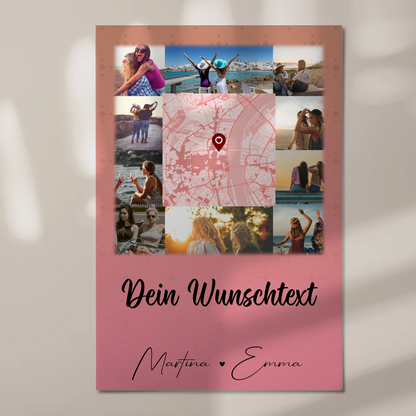 Fotoboard Beste Freundinnen mit 10 Fotos Karte in der Mitte Wunschtext personalisiertes Geschenk