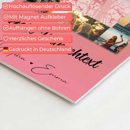 Fotoboard Beste Freundinnen mit 10 Fotos Karte in der Mitte Wunschtext personalisiertes Geschenk