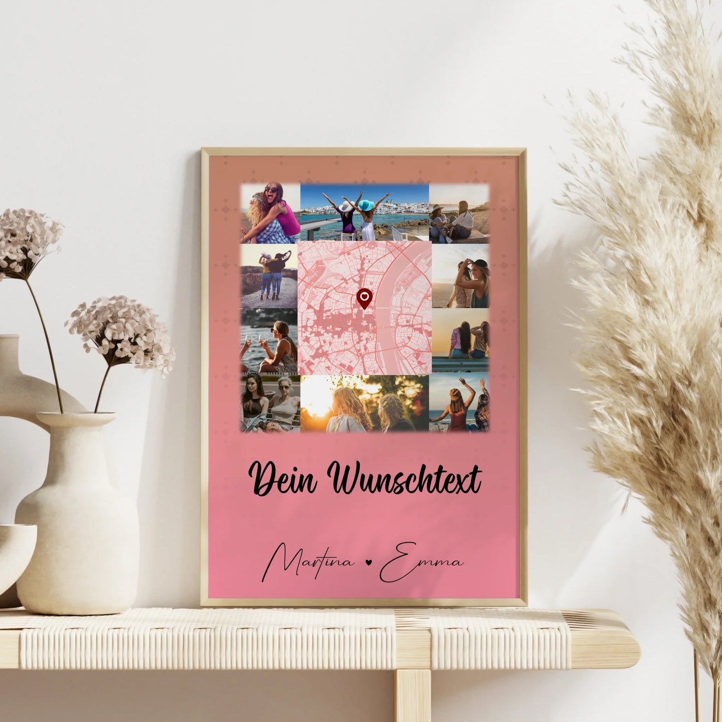 Personalisierbares Poster beste Freundin 10 Fotos und Karte in der Mitte und Wunschtext