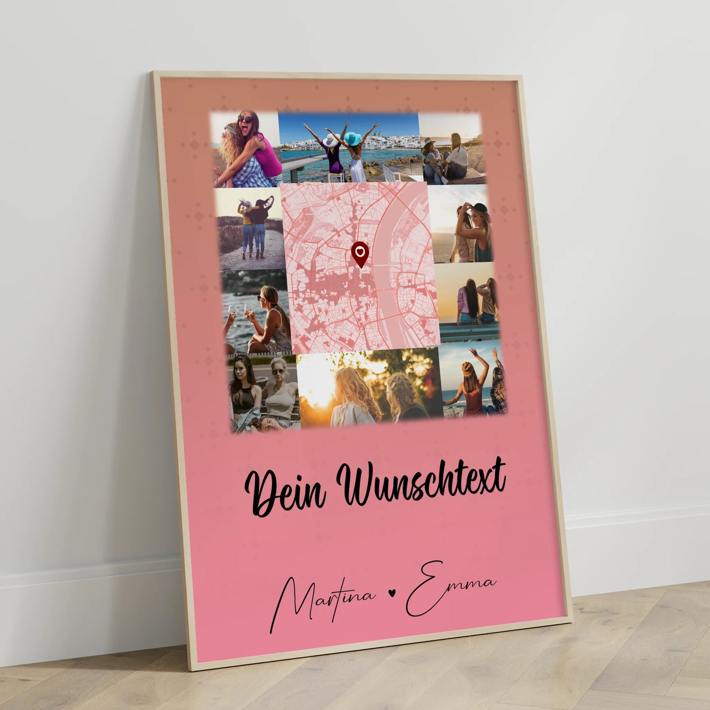 Personalisierbares Poster beste Freundin 10 Fotos und Karte in der Mitte und Wunschtext
