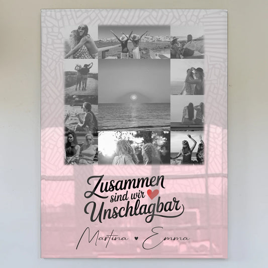 Beste Freundin Geschenk mit 11 Fotos Unschlagbar personalisiertes Poster Leinwand Tasse