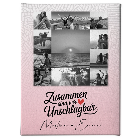 Personalisierte Leinwand für beste Freundinnen mit 11 Fotos Unschlagbar Geschenkidee 1