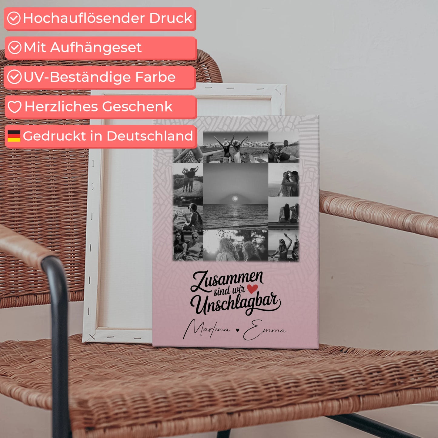 Personalisierte Leinwand für beste Freundinnen mit 11 Fotos Unschlagbar Geschenkidee 5