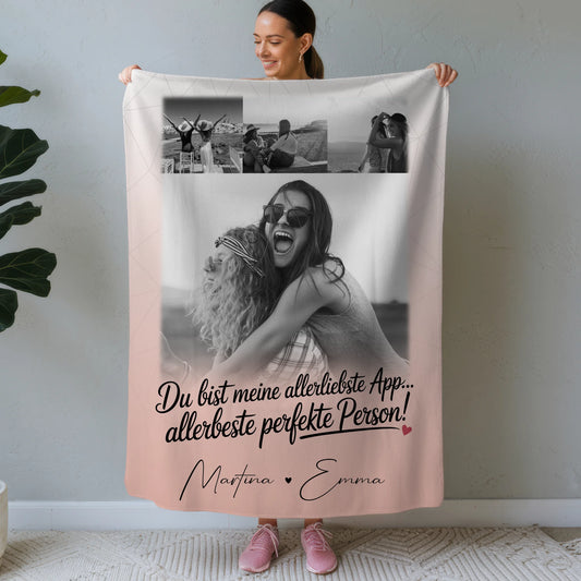 Personalisierte Decke Freundin mit 4 Fotos Allerbeste Perfekte Person Geschenk 1