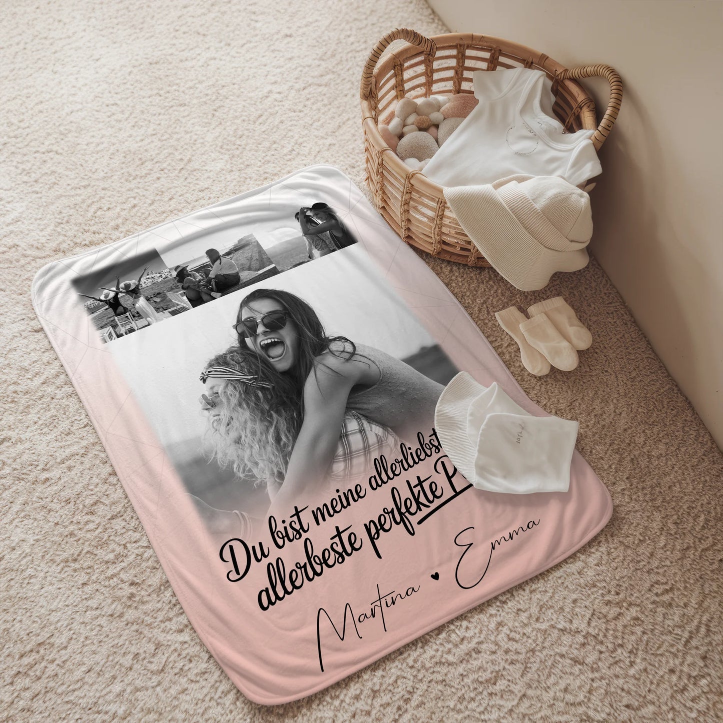 Personalisierte Decke Freundin mit 4 Fotos Allerbeste Perfekte Person Geschenk 2