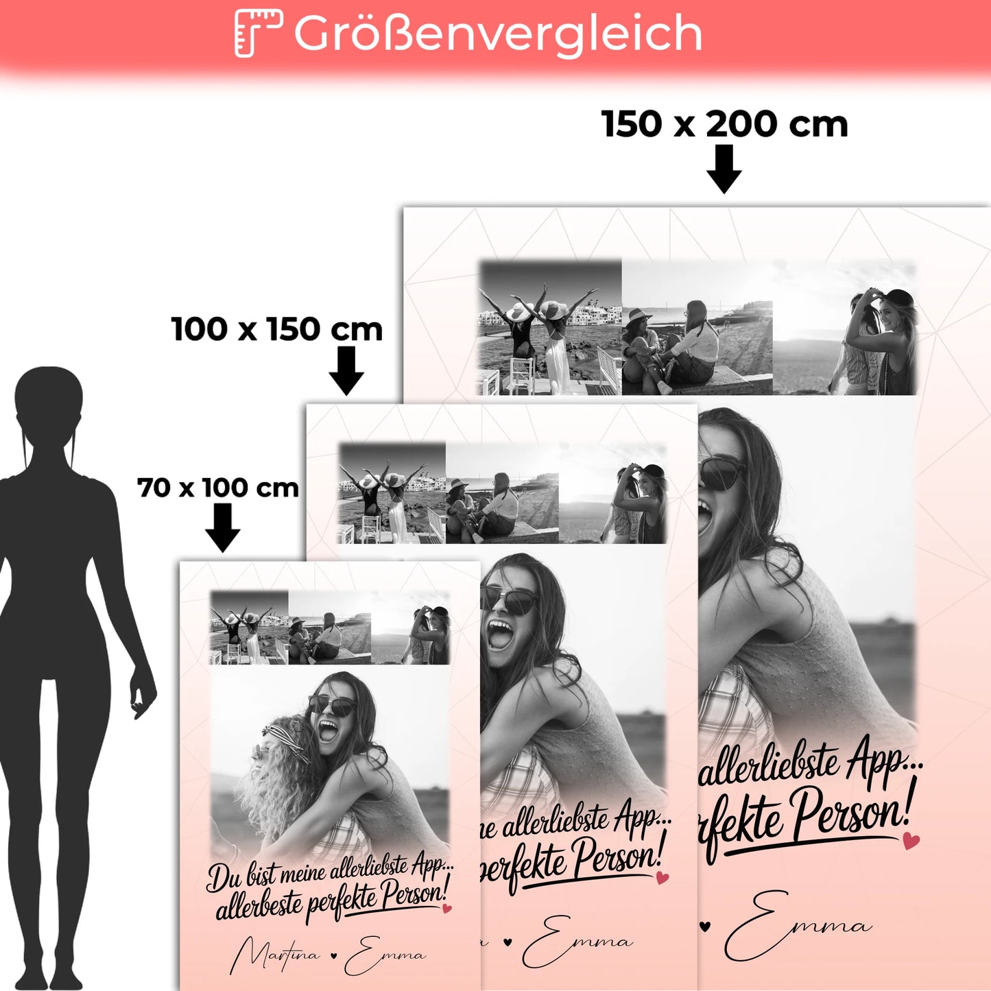 Personalisierte Decke Freundin mit 4 Fotos Allerbeste Perfekte Person Geschenk 5