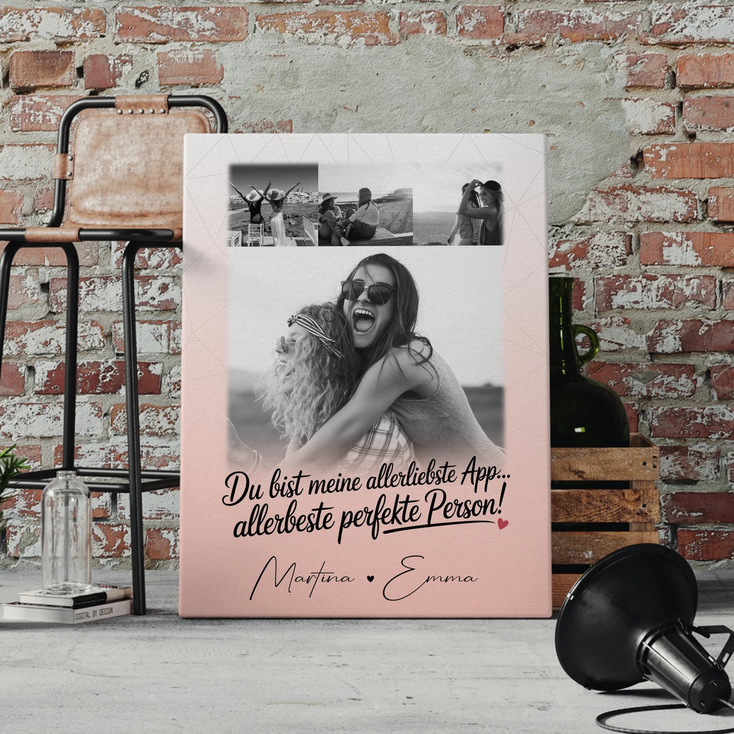 Personalisierte Leinwand für Freundinnen mit 4 Fotos Allerbeste Perfekte Person 4