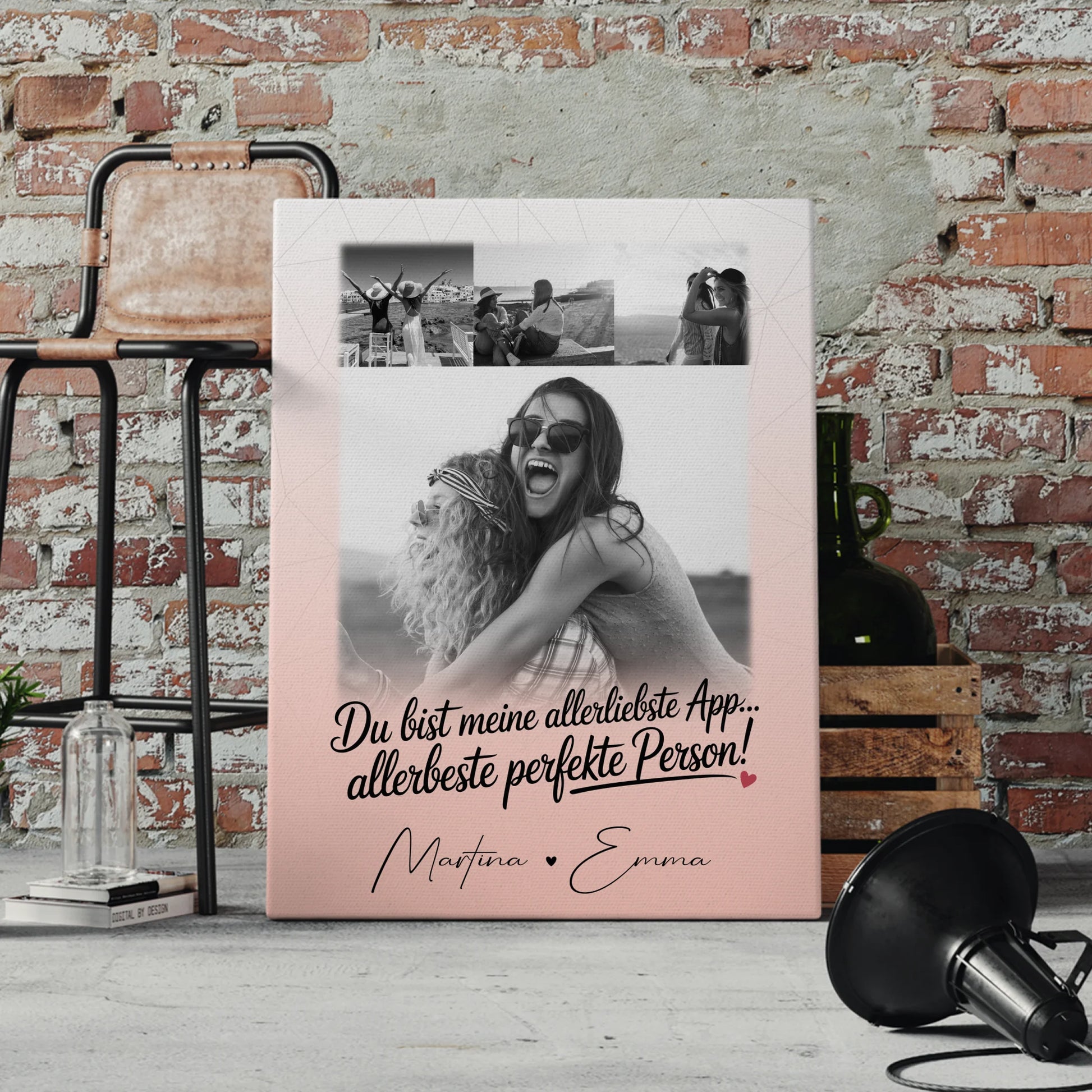 Personalisierte Leinwand für Freundinnen mit 4 Fotos Allerbeste Perfekte Person 4