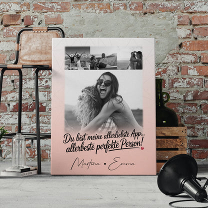Personalisierte Leinwand für Freundinnen mit 4 Fotos Allerbeste Perfekte Person 4