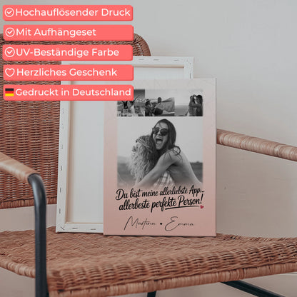 Personalisierte Leinwand für Freundinnen mit 4 Fotos Allerbeste Perfekte Person 5