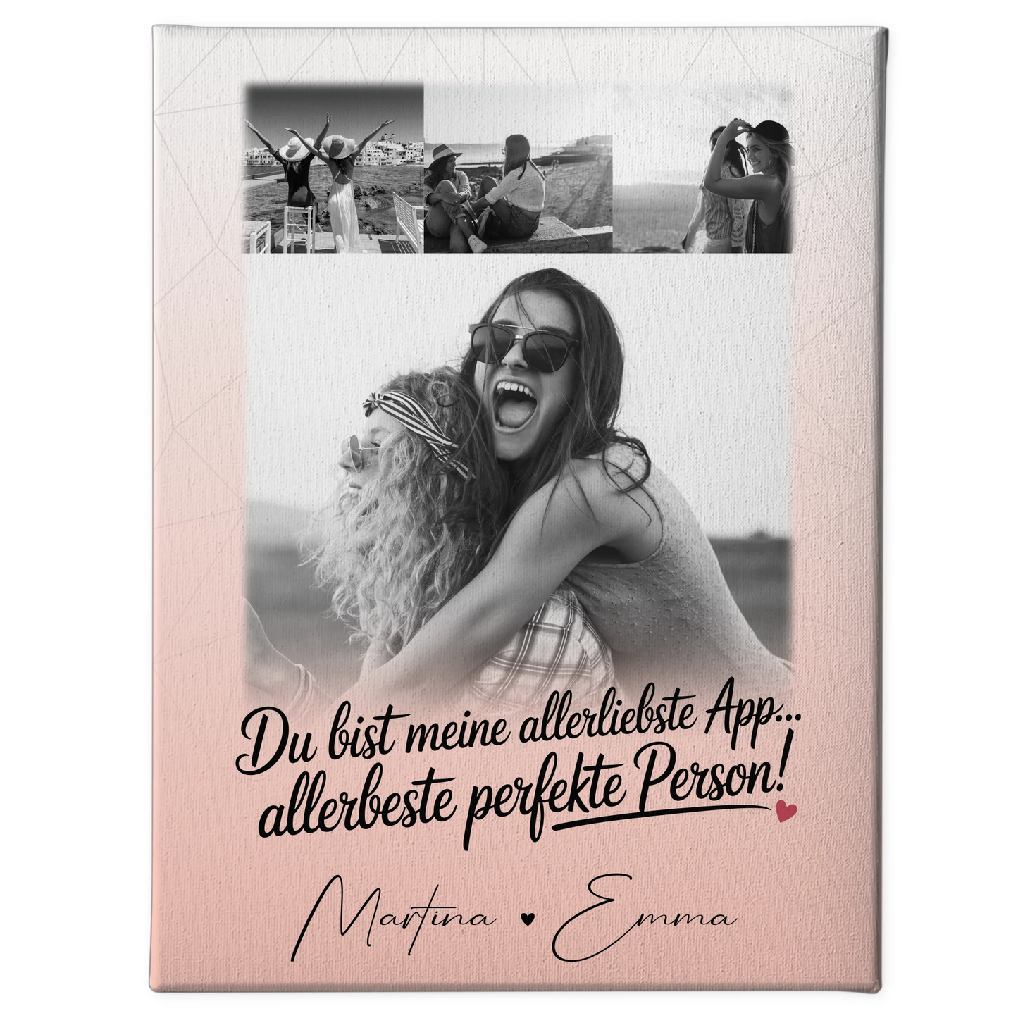 Personalisierte Leinwand für Freundinnen mit 4 Fotos Allerbeste Perfekte Person 1