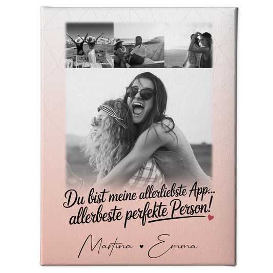 Personalisierte Leinwand für Freundinnen mit 4 Fotos Allerbeste Perfekte Person 1