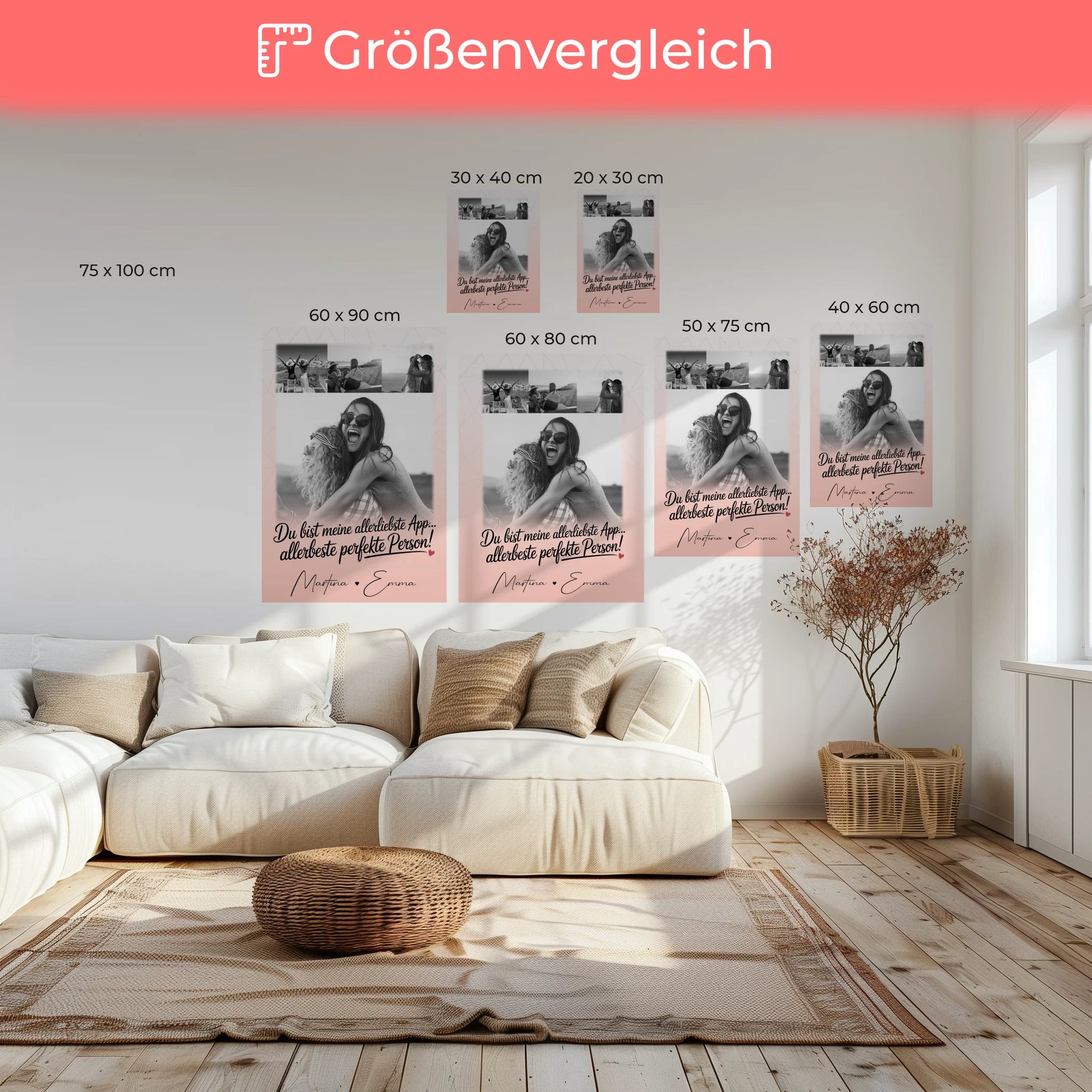 Personalisierte Leinwand für Freundinnen mit 4 Fotos Allerbeste Perfekte Person 6