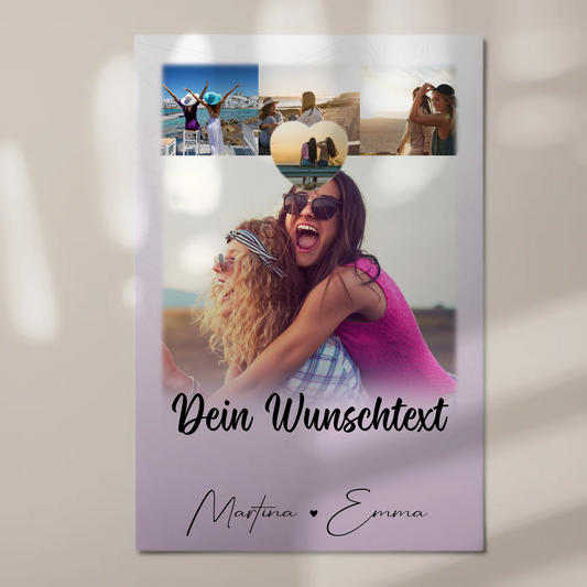 Fotoboard Beste Freundinnen mit 4 Fotos 1 Herz Wunschtext Lieblingsgeschichte 1