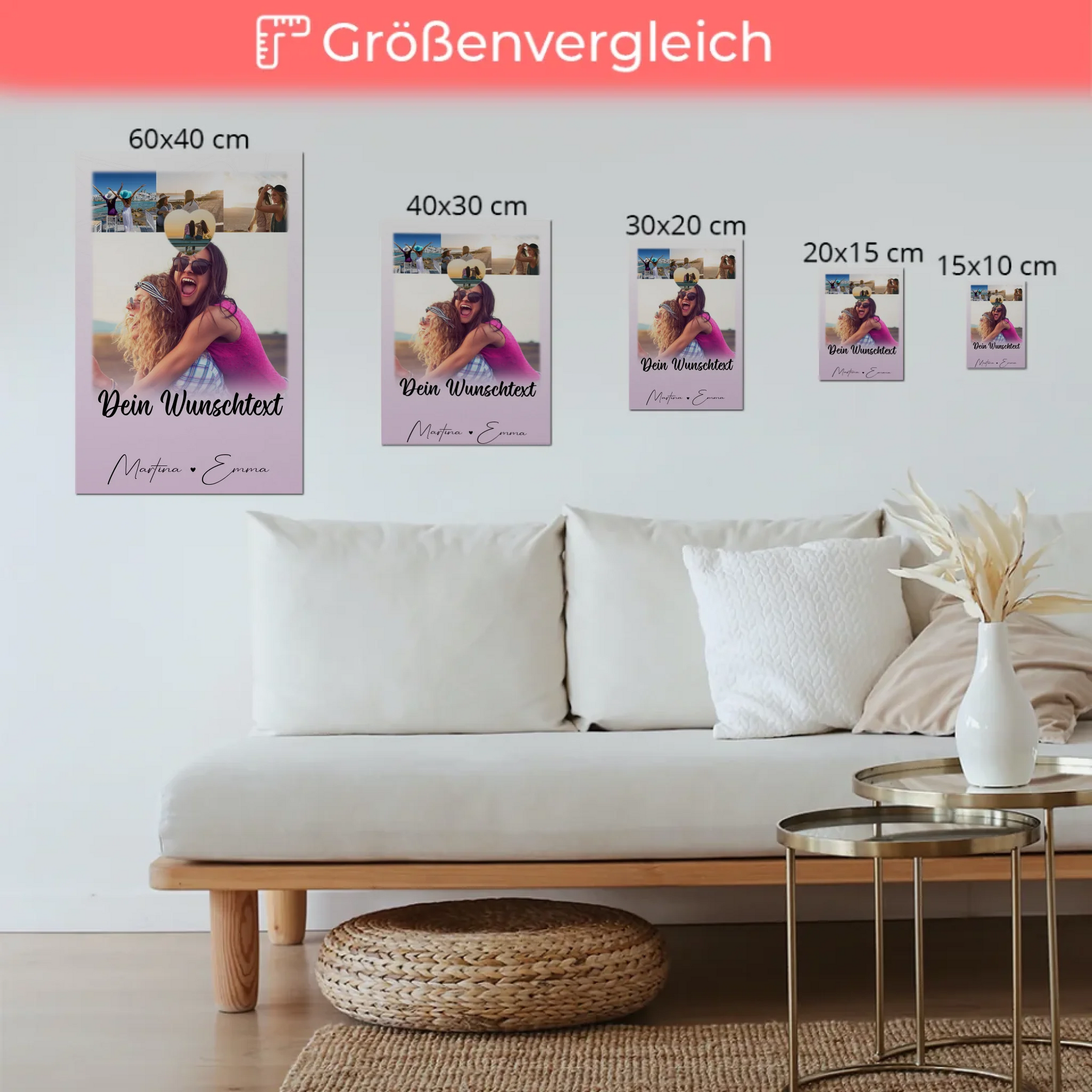 Fotoboard Beste Freundinnen mit 4 Fotos 1 Herz Wunschtext Lieblingsgeschichte 6