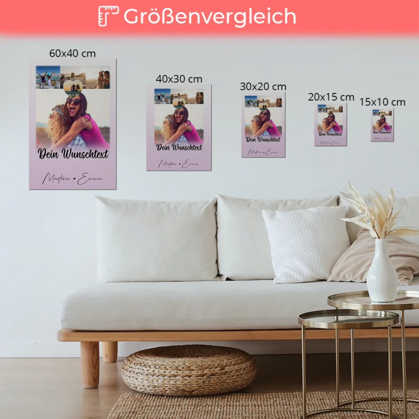 Fotoboard Beste Freundinnen mit 4 Fotos 1 Herz Wunschtext Lieblingsgeschichte