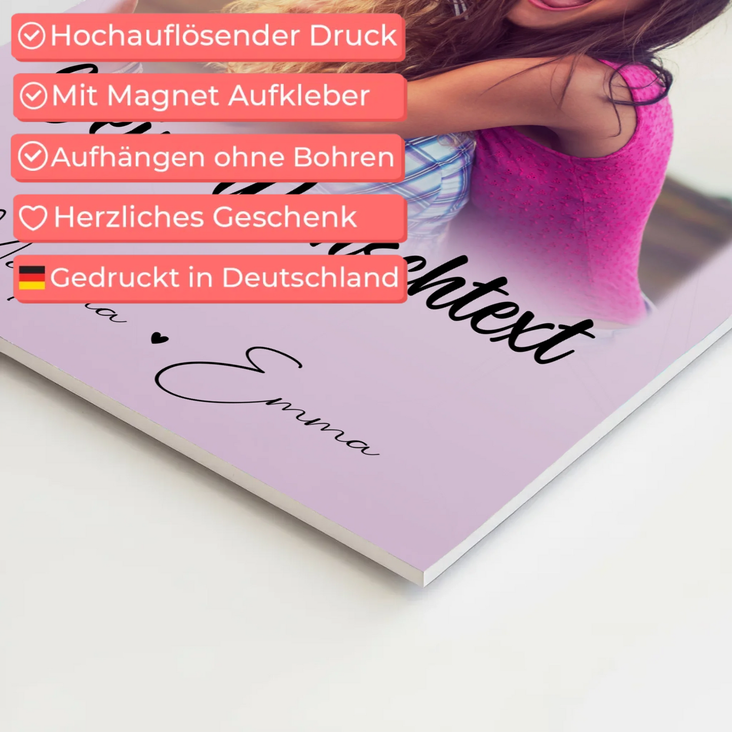 Fotoboard Beste Freundinnen mit 4 Fotos 1 Herz Wunschtext Lieblingsgeschichte