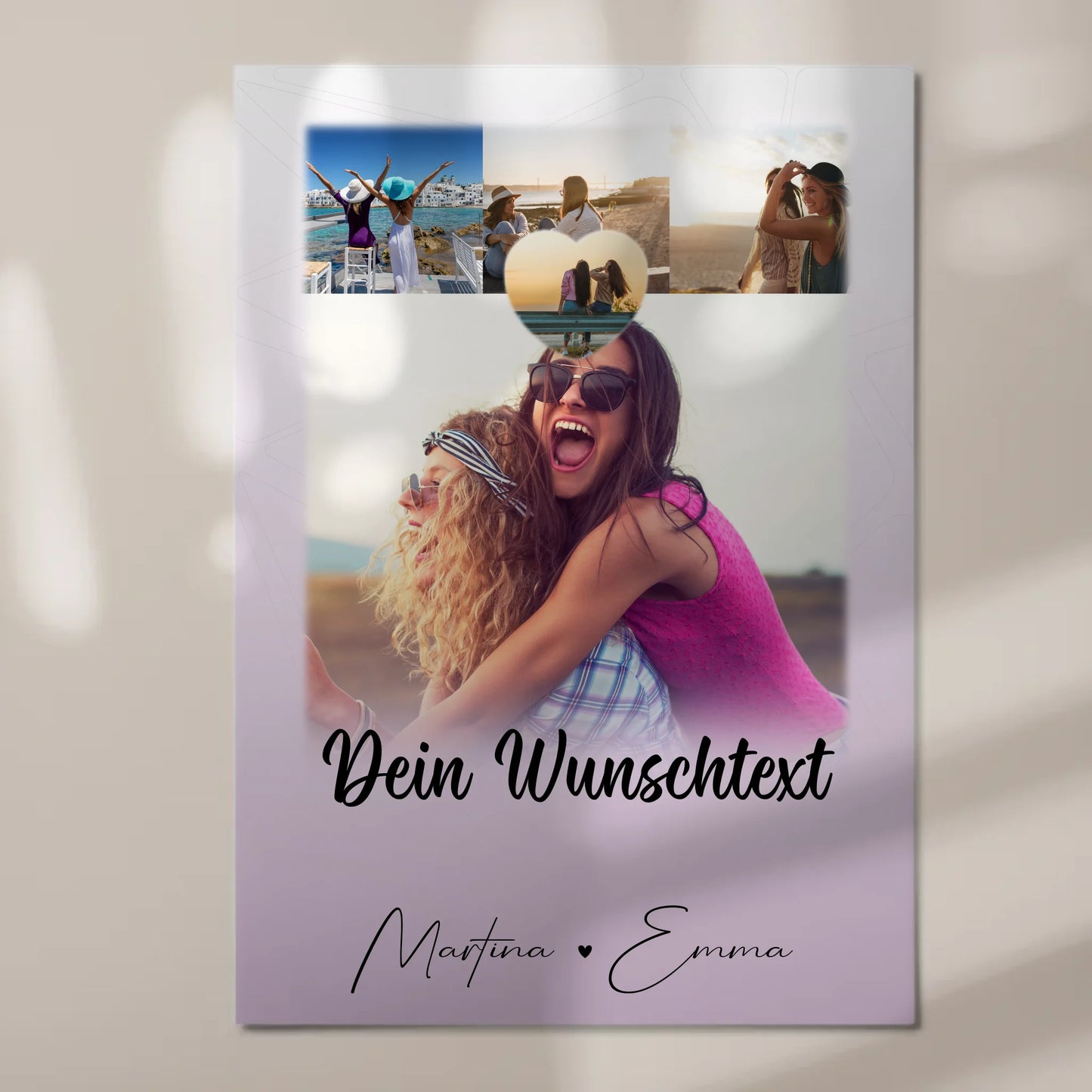 Fotoboard Beste Freundinnen mit 4 Fotos 1 Herz Wunschtext Lieblingsgeschichte