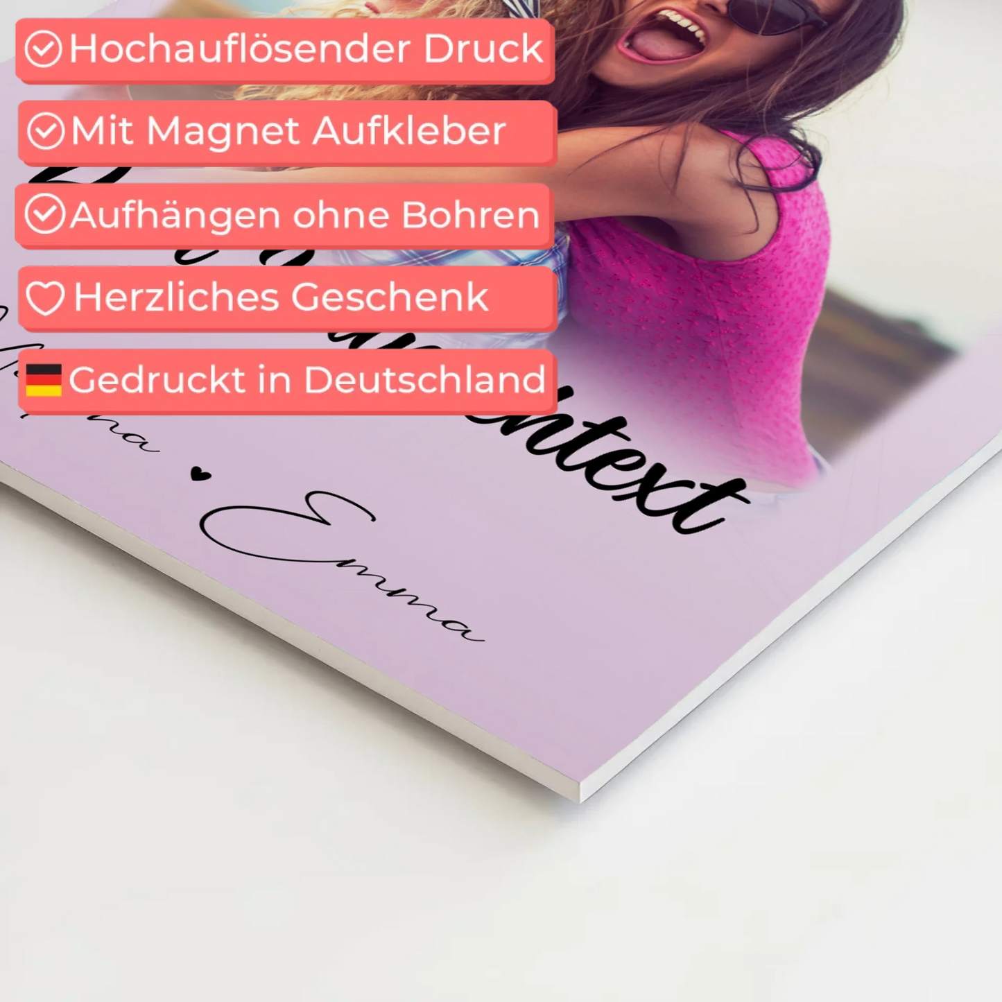 Fotoboard Beste Freundinnen mit 4 Fotos 1 Herz Wunschtext Lieblingsgeschichte