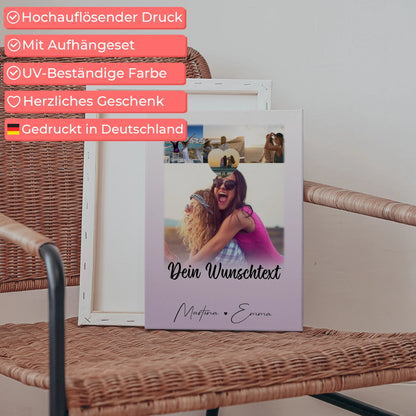 Personalisiertes Bild Freundinnen Leinwand mit 4 Fotos 1 Herz Wunschtext Lieblingsgeschichte 5