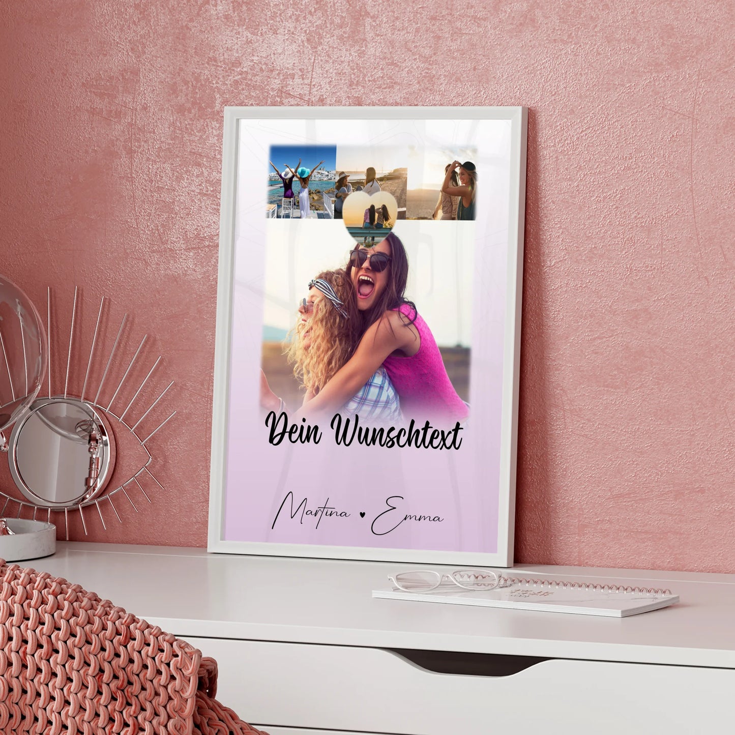 Fotogeschenk beste Freundin Lieblingsgeschichte 4 Fotos Herz Text