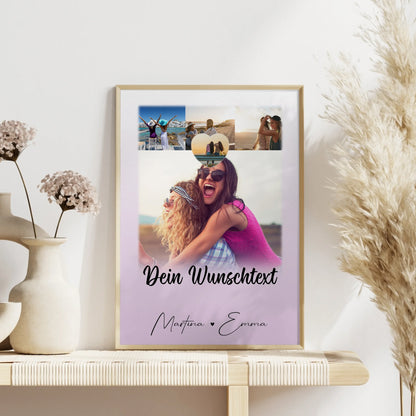 Fotogeschenk beste Freundin Lieblingsgeschichte 4 Fotos Herz Text