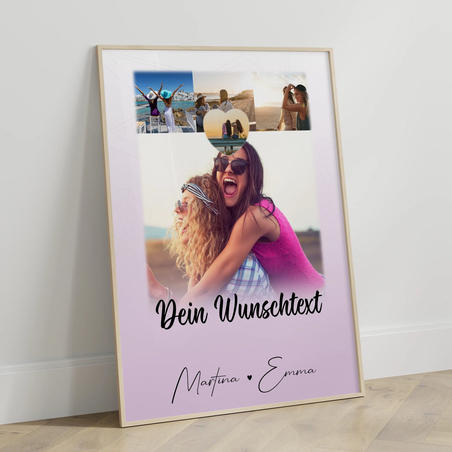 Fotogeschenk beste Freundin Lieblingsgeschichte 4 Fotos Herz Text