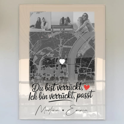 Personalisiertes Fotogeschenk für beste Freundin mit 4 Fotos und Karte Du verrückt Ich verrückt passt perfekt
