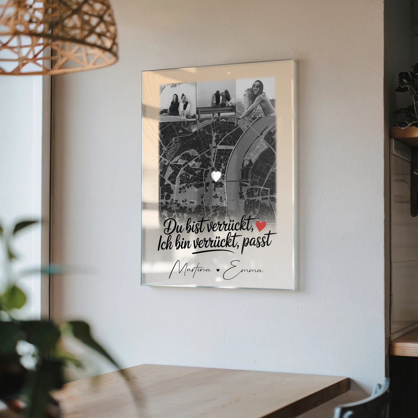 Personalisiertes Fotogeschenk für beste Freundin mit 4 Fotos und Karte Du verrückt Ich verrückt passt perfekt