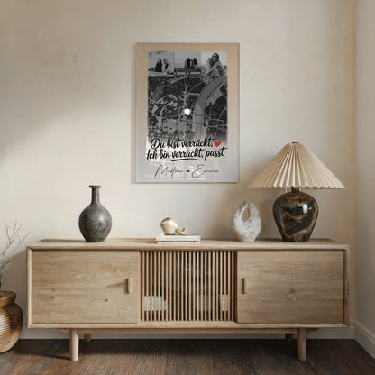 Personalisiertes Fotogeschenk für beste Freundin mit 4 Fotos und Karte Du verrückt Ich verrückt passt perfekt