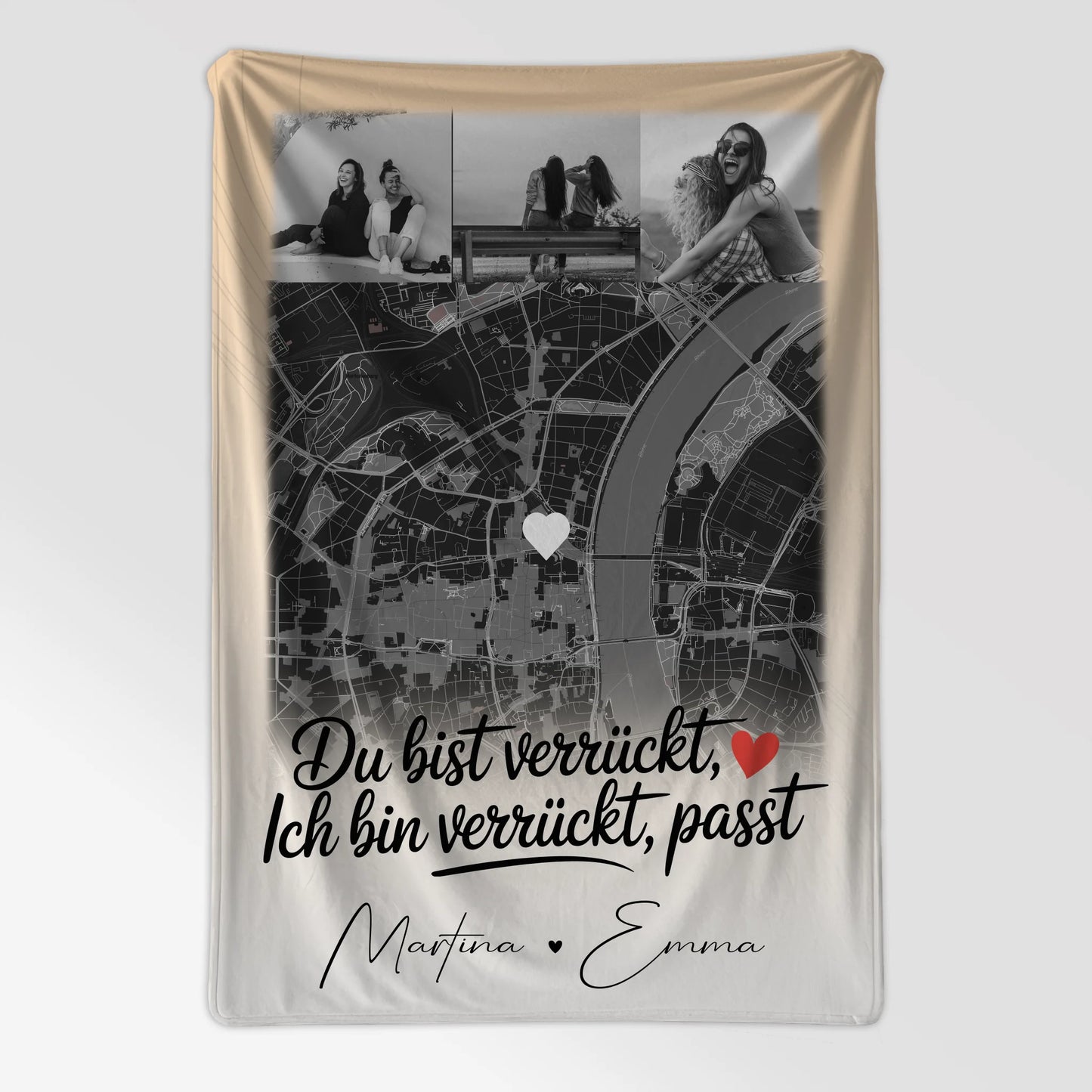 Decke beste Freundin mit 4 Fotos und Karte Du verrückt Ich verrückt passt perfekt 7