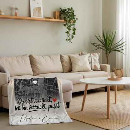 Decke beste Freundin mit 4 Fotos und Karte Du verrückt Ich verrückt passt perfekt 4