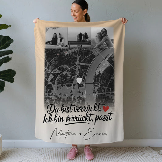 Decke beste Freundin mit 4 Fotos und Karte Du verrückt Ich verrückt passt perfekt 1