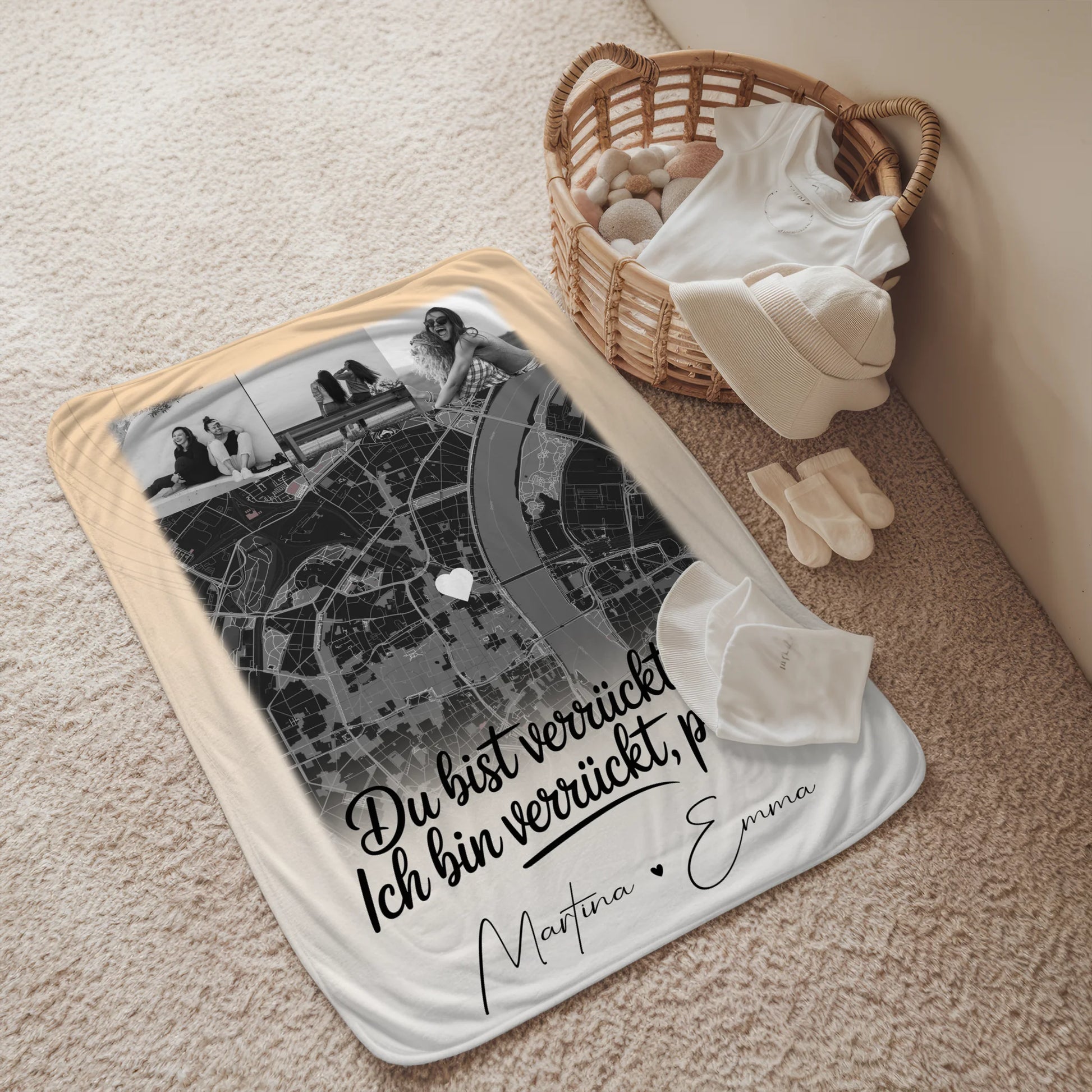 Decke beste Freundin mit 4 Fotos und Karte Du verrückt Ich verrückt passt perfekt 2