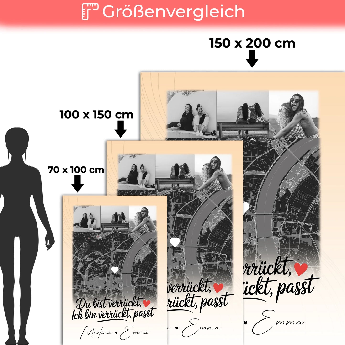 Decke beste Freundin mit 4 Fotos und Karte Du verrückt Ich verrückt passt perfekt 5