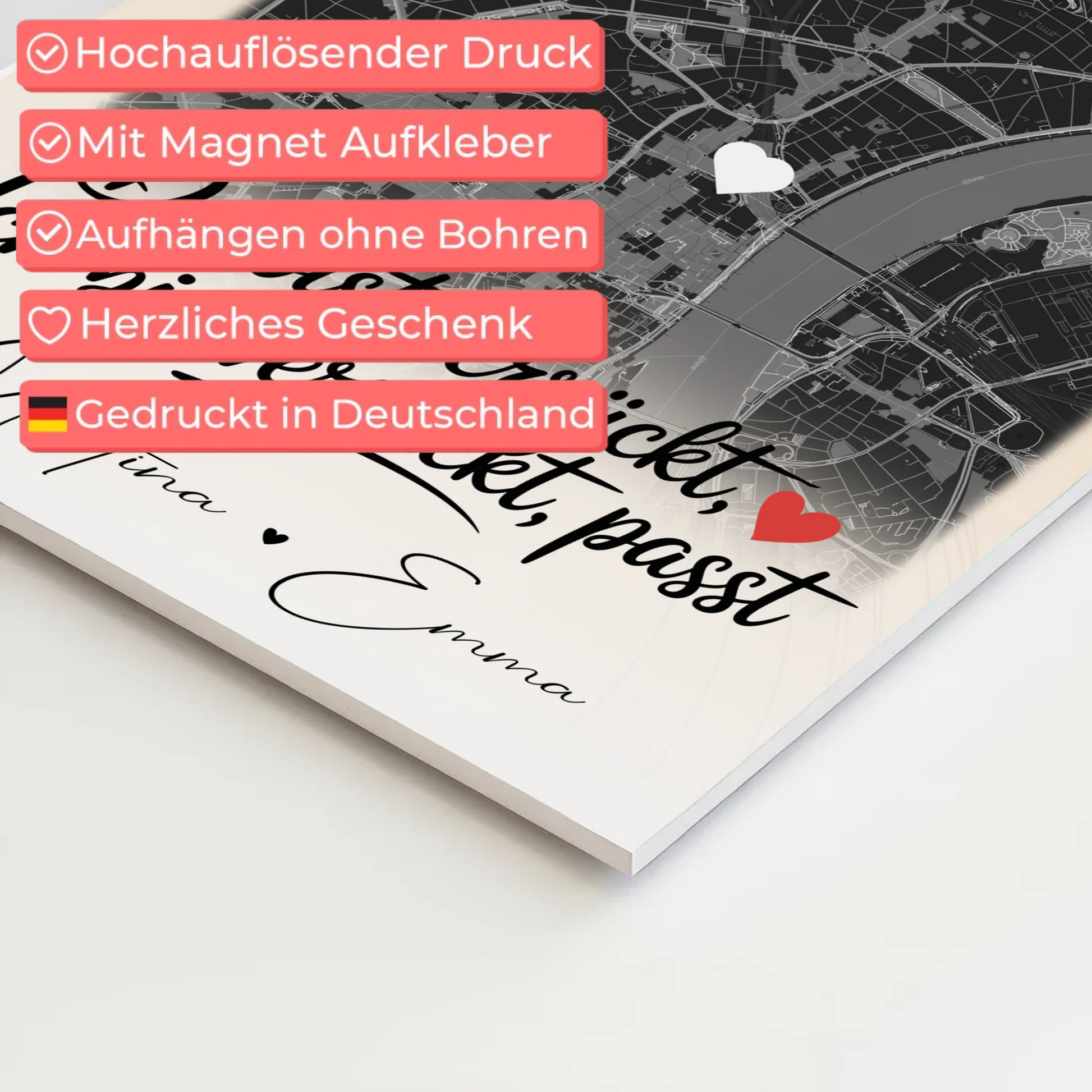 Personalisiertes Fotoboard Beste Freundinnen mit 4 Fotos und Karte Du verrückt Ich verrückt passt 4