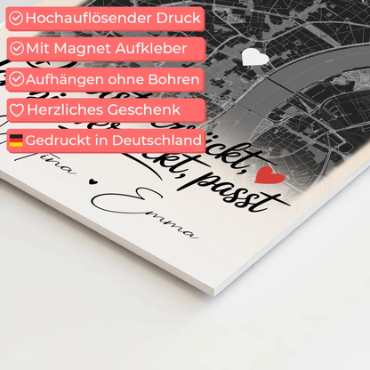 Personalisiertes Fotoboard Beste Freundinnen mit 4 Fotos und Karte Du verrückt Ich verrückt passt 4