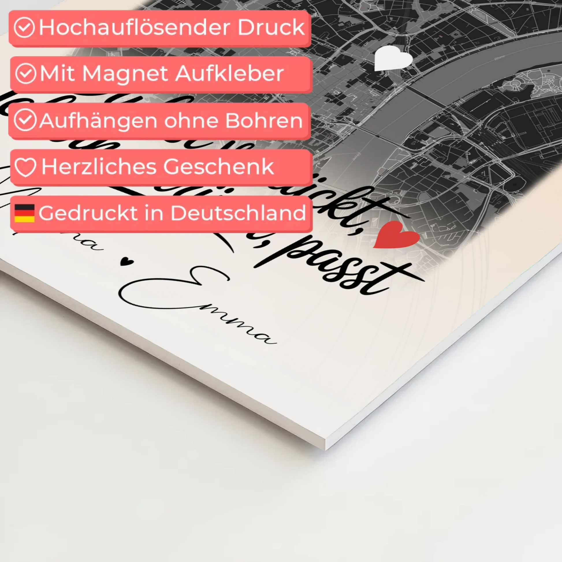 Personalisiertes Fotoboard Beste Freundinnen mit 4 Fotos und Karte Du verrückt Ich verrückt passt 10