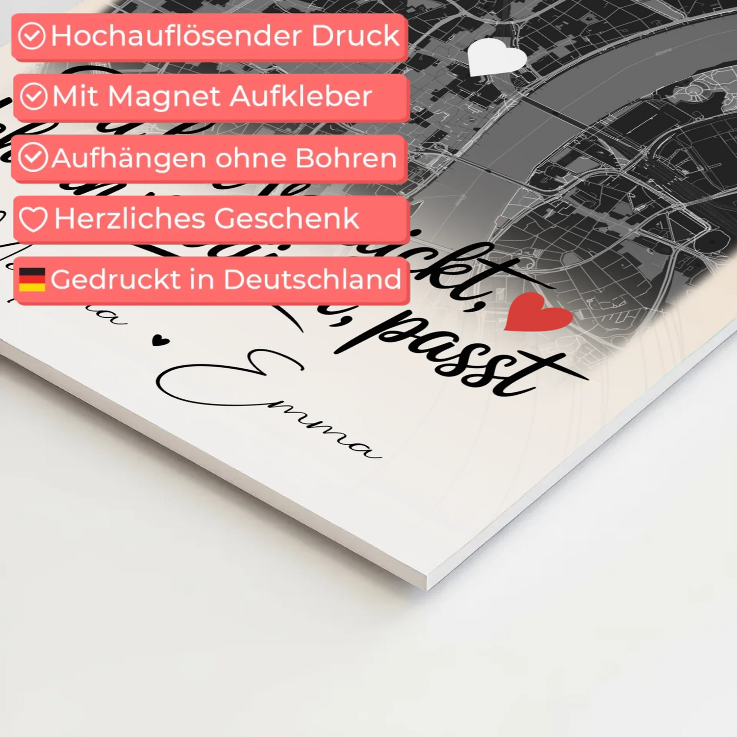 Personalisiertes Fotoboard Beste Freundinnen mit 4 Fotos und Karte Du verrückt Ich verrückt passt