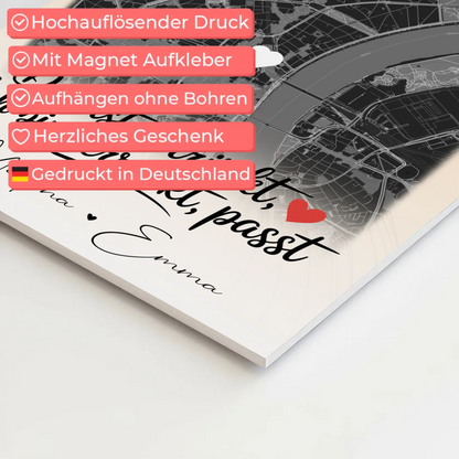 Personalisiertes Fotoboard Beste Freundinnen mit 4 Fotos und Karte Du verrückt Ich verrückt passt