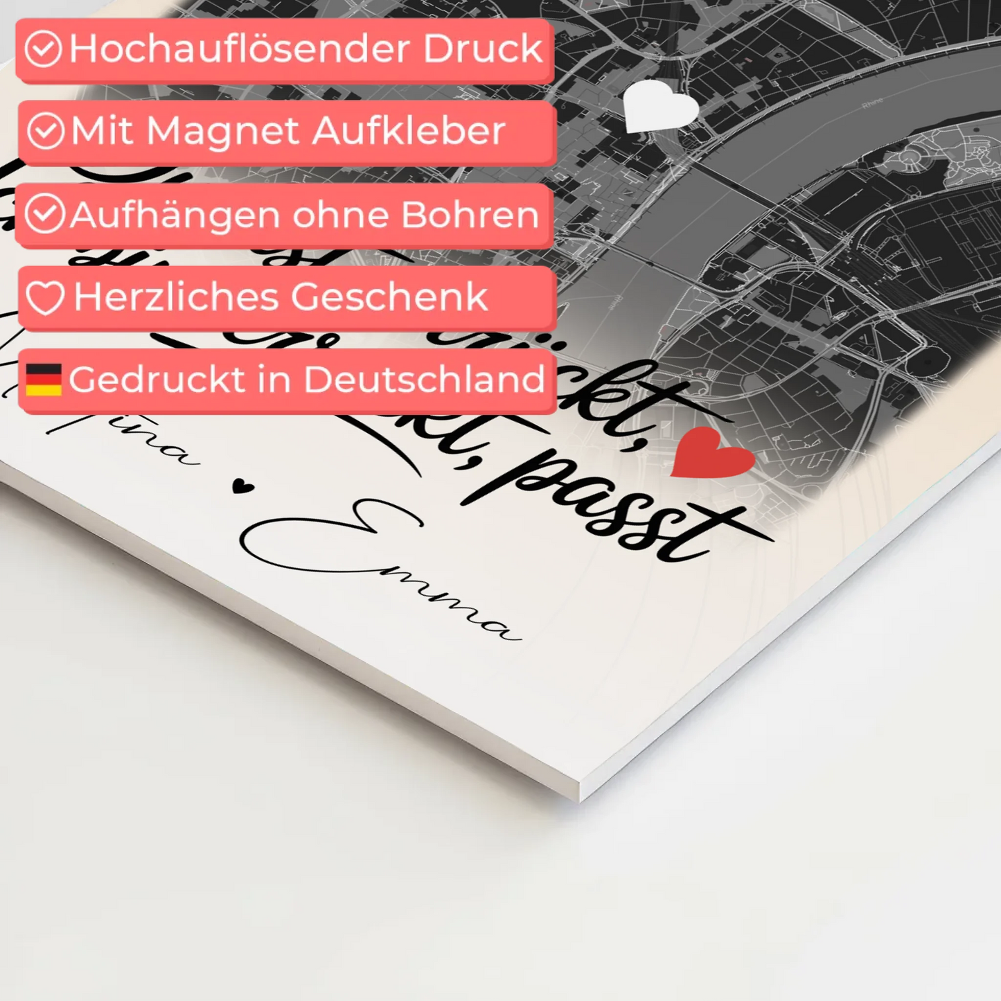 Personalisiertes Fotoboard Beste Freundinnen mit 4 Fotos und Karte Du verrückt Ich verrückt passt