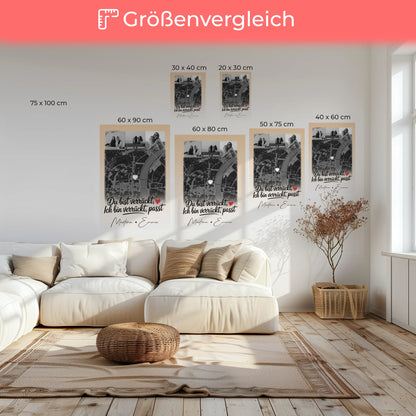 Personalisierte Leinwand Bild Freundinnen mit 4 Fotos und Karte Du verrückt Ich verrückt passt perfekt 6