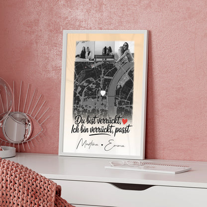 Freundinnen Poster Du verrückt Ich verrückt Passt mit 4 Fotos und Karte