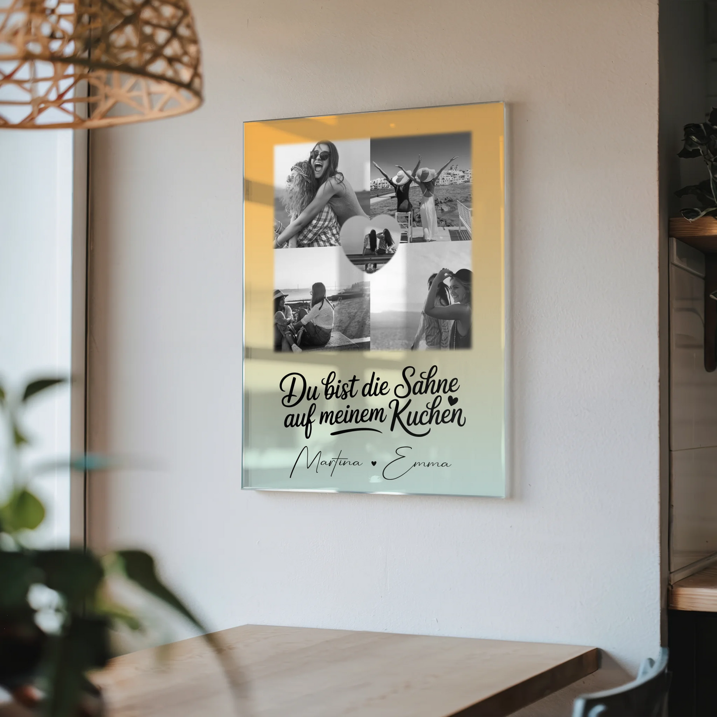 Beste Freundin Geschenk mit 4 Fotos und Herz Foto Du bist die Sahne personalisiertes Geschenk