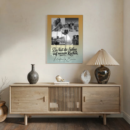 Beste Freundin Geschenk mit 4 Fotos und Herz Foto Du bist die Sahne personalisiertes Geschenk