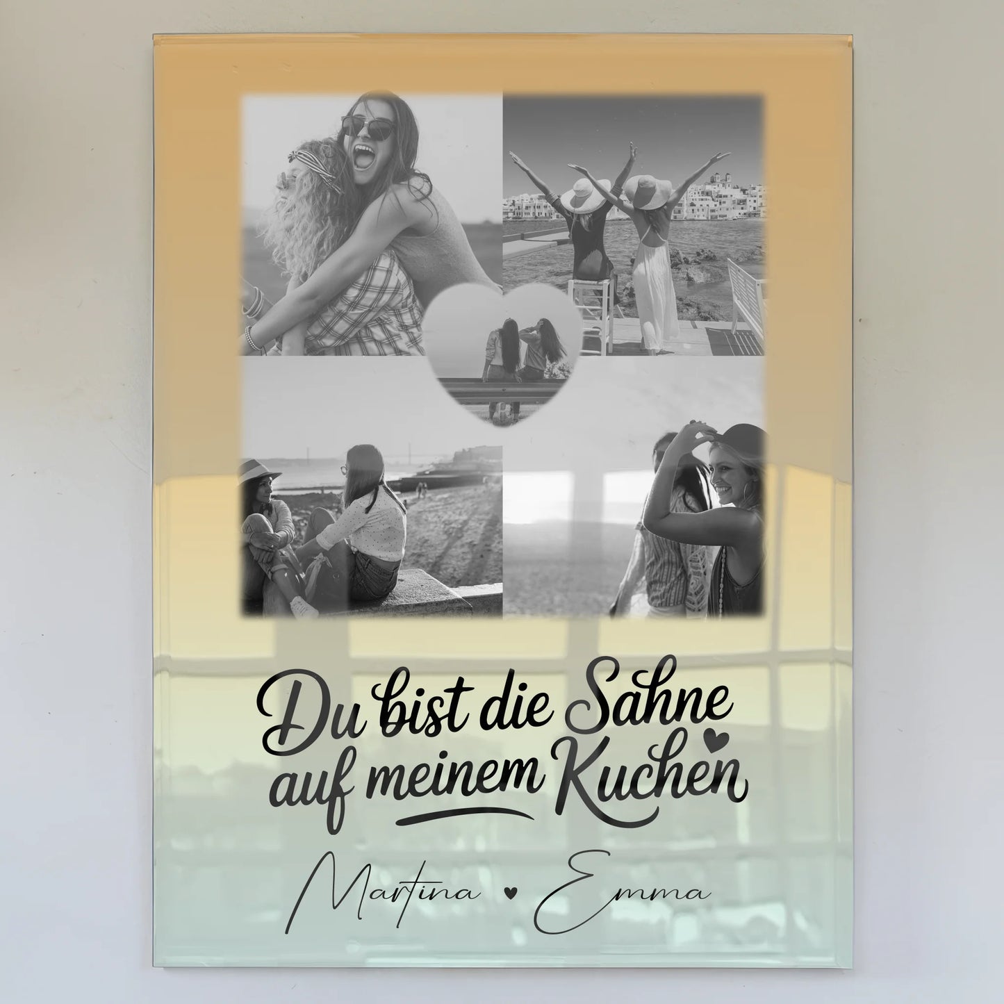Beste Freundin Geschenk mit 4 Fotos und Herz Foto Du bist die Sahne personalisiertes Geschenk
