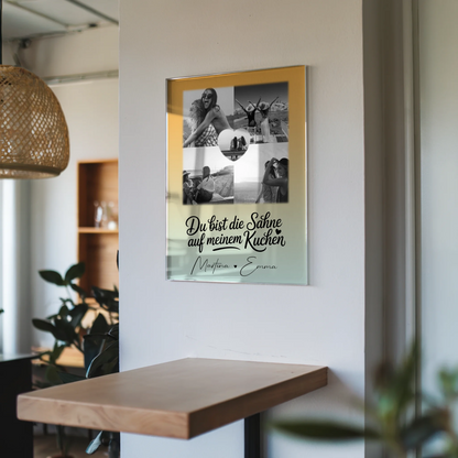 Beste Freundin Geschenk mit 4 Fotos und Herz Foto Du bist die Sahne personalisiertes Geschenk