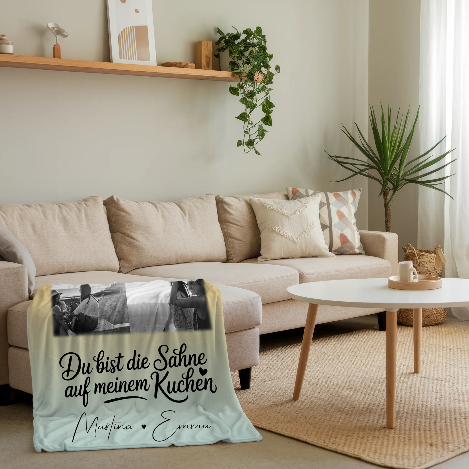 Personalisierte Decke beste Freundin mit 4 Fotos und Herz Foto Du bist die Sahne 4