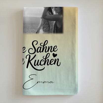 Personalisierte Decke beste Freundin mit 4 Fotos und Herz Foto Du bist die Sahne 6